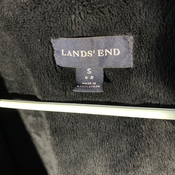 Lands End faux fur lined black Womens Winter Jacket Sz S *small distressed area* - Picture 8 of 10